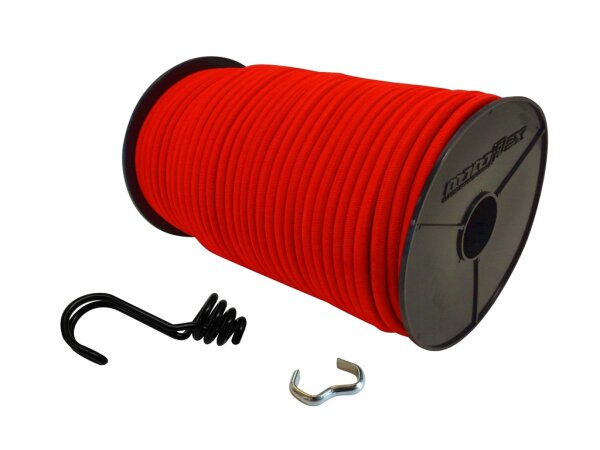 Expanderseil in Rot mit invertiertem Spiralhaken und Seilklemmen 10m 10 Stück