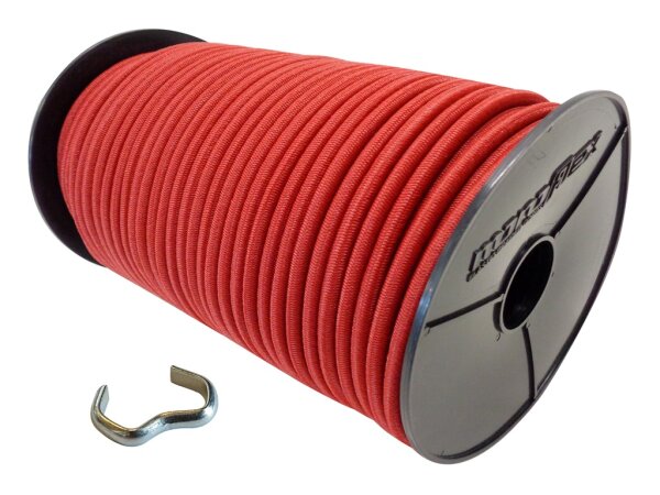 Expanderseil mit PE Mantel in Rot + Seilklemmen 6mm 10m 10 Stück
